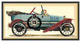 Antique Automobile Hand Made Dimensional Collage Framed Wall Art Under Glass