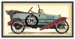 Antique Automobile Hand Made Dimensional Collage Framed Wall Art Under Glass