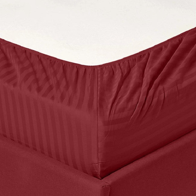 600 Thread Count 100% Cotton Stripe Sheet Set, Burgundy, King