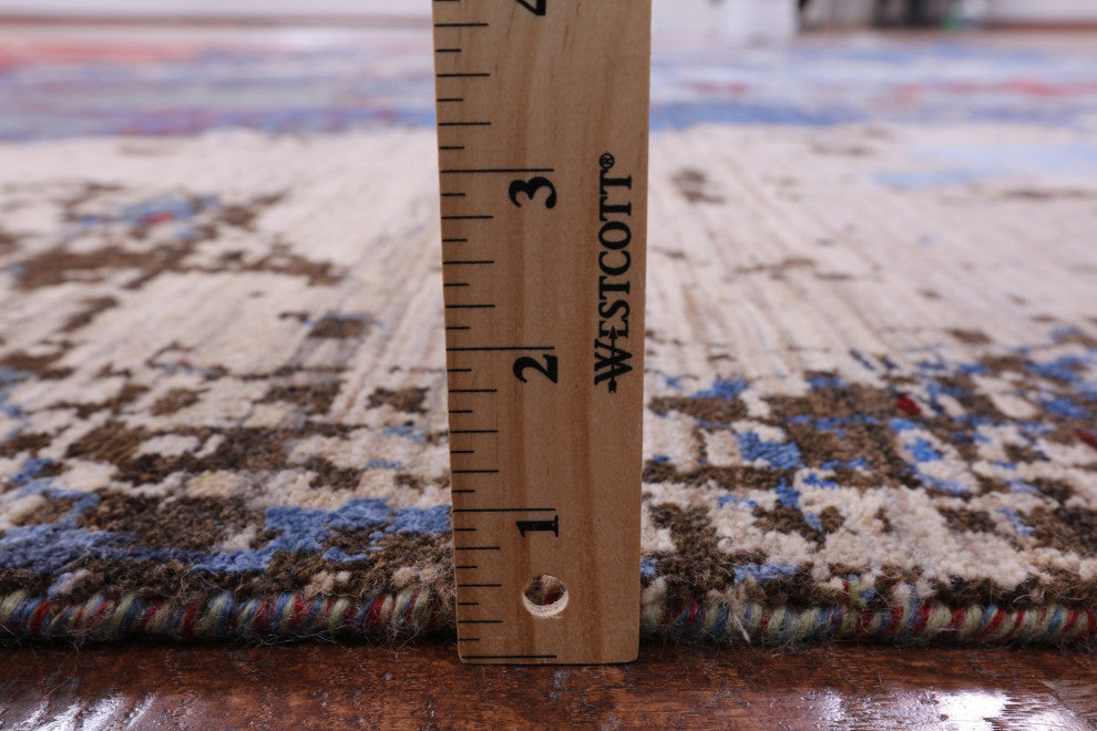 9' 0" X 11' 10" Modern Hand Knotted Wool and Silk Rug Q7234
