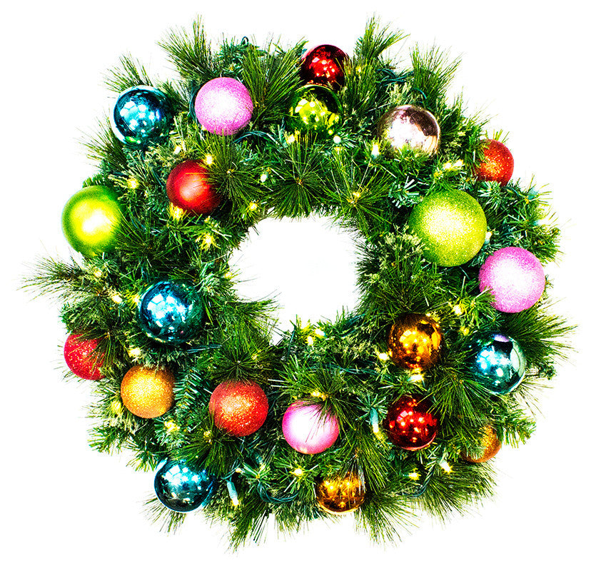 2'' Pre-Lit Warm White LED Sequoia Wreath Decorated With The Tropical Ornament