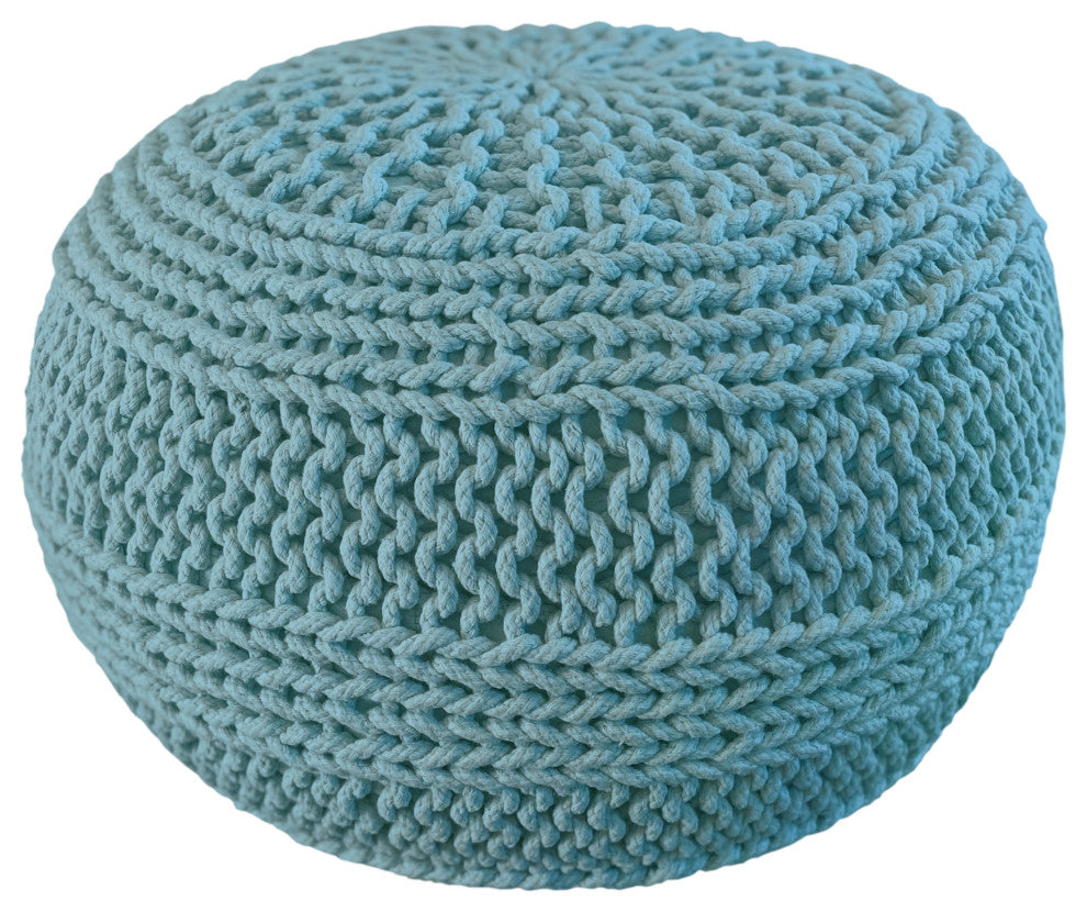 Decor Maisonette Jade Pouf, Seafoam (20"x20"x14")
