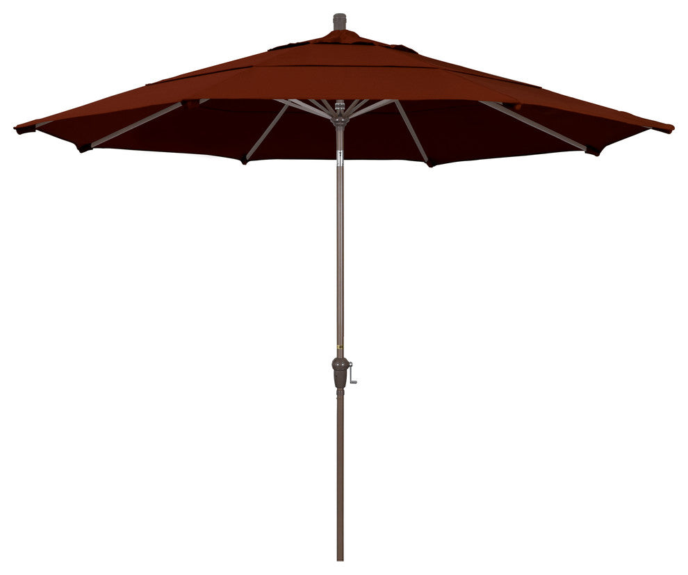 11' Champagne Auto-Tilt Crank Aluminum Umbrella, Brick Pacifica
