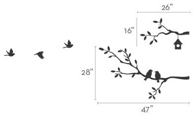 Birds and Branches, Black, Large