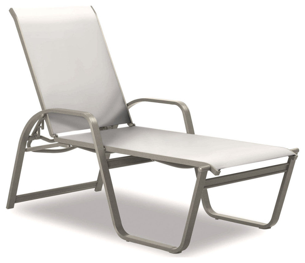 Aruba II 4-Position High Bed Chaise, Textured Warm Gray, White