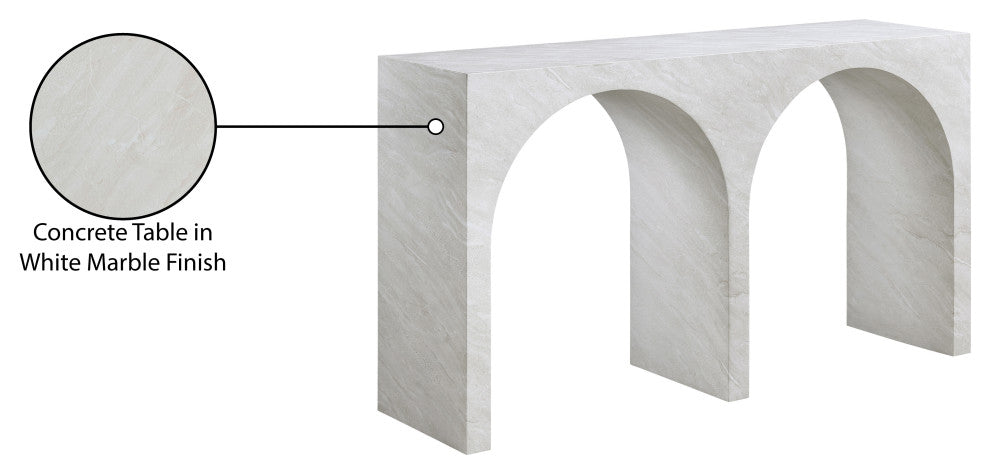 Faenza Concrete Console Table, White, Marble Finish