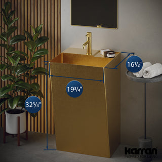 Karran Cinox Stainless Steel Rectangular Pedestal Sink, Gold