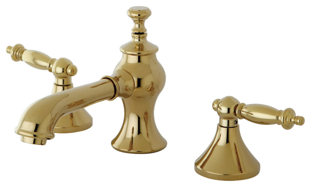 Kingston Brass Widespread Bathroom Faucet With Brass Pop-Up, Polished Brass