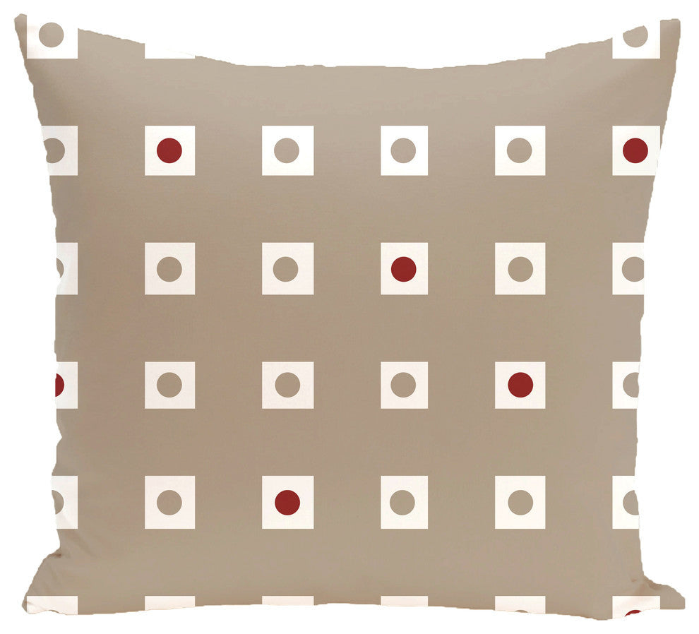 Hip To Be Square Geometric Print Outdoor Pillow, Flax, 20"x20"