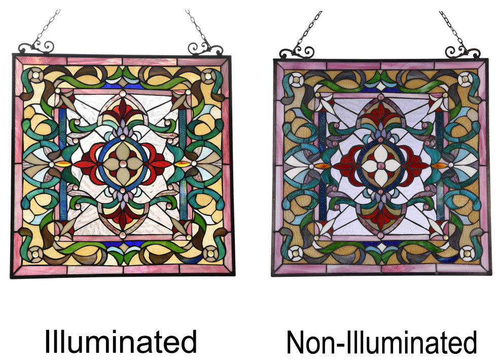 Chloe Lighting Aylee Tiffany-Style Victorian Design Window Panel 24"x25"