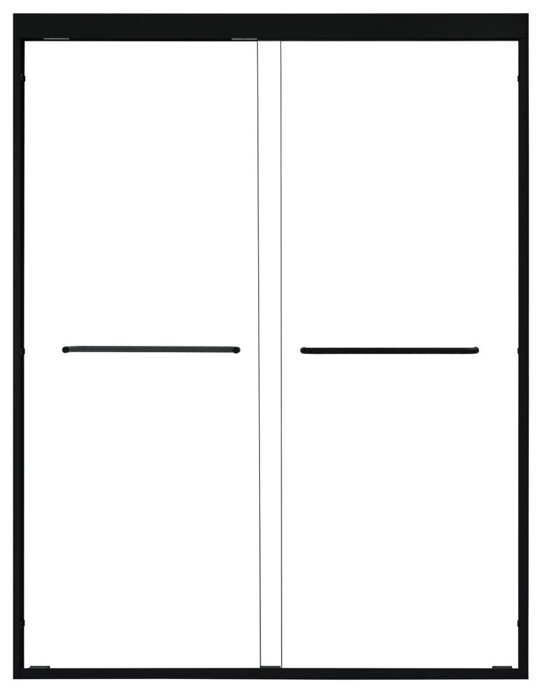 Ennis By Pass Framed Shower Door, Clear Glass, Matte Black, 60" W X 76" H