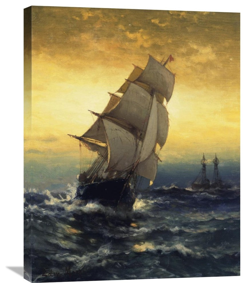 "Passing Ambrose Lightship" Stretched Canvas Giclee by Edward Moran, 23"x30"