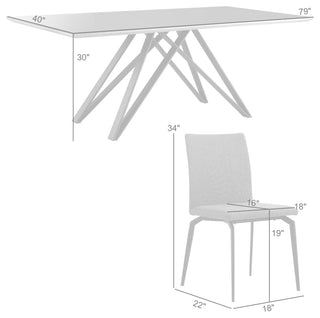 Urbino Lyon 5 Piece Dining Set With Gray Fabric Chairs