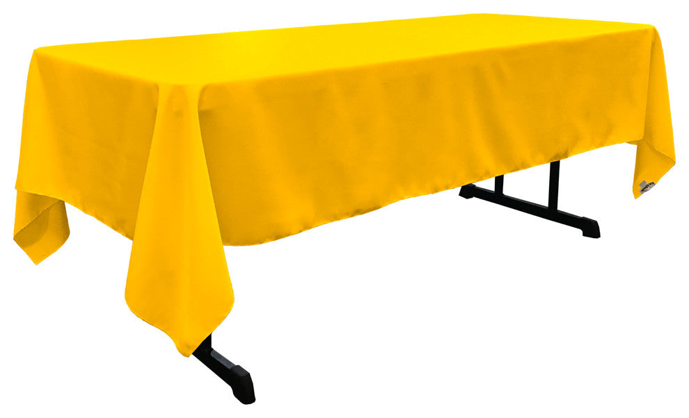 LA Linen Rectangular  Polyester Poplin Tablecloth, Dark Yellow, 60"x120"