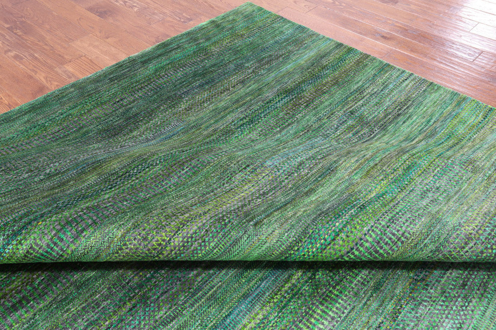 9' 10" X 13' 10" Super Savannah Gabbeh Wool and Silk Hand Knotted Rug Q6112