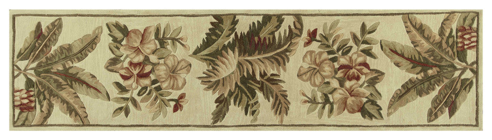HomeRoots 10' Ivory Hand Tufted Tropical Indoor Runner Rug