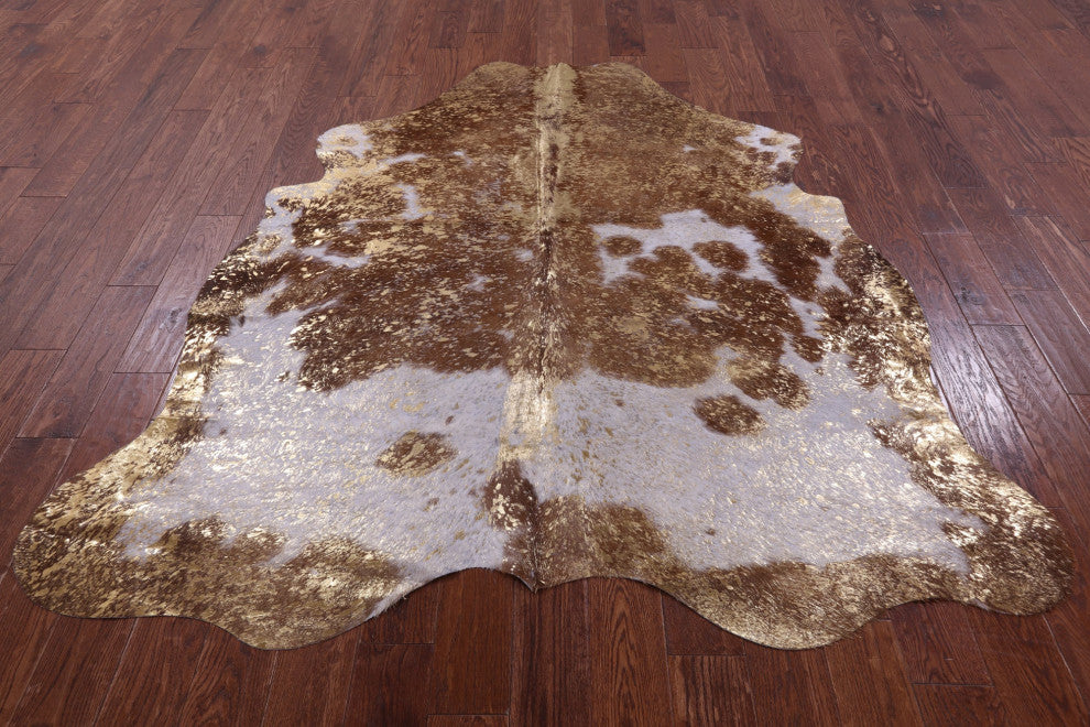 Gold Metallic Cowhide Rug 6' 9" X 6' 4" C2163