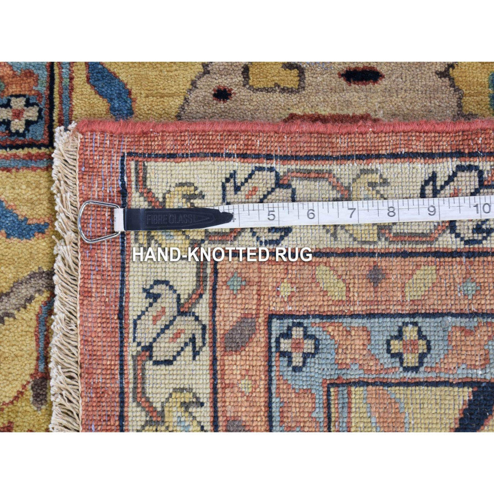 Red Antique Heriz Re-Creation Hand Knotted Pure Wool Oversized Rug, 2'0"x14'10"