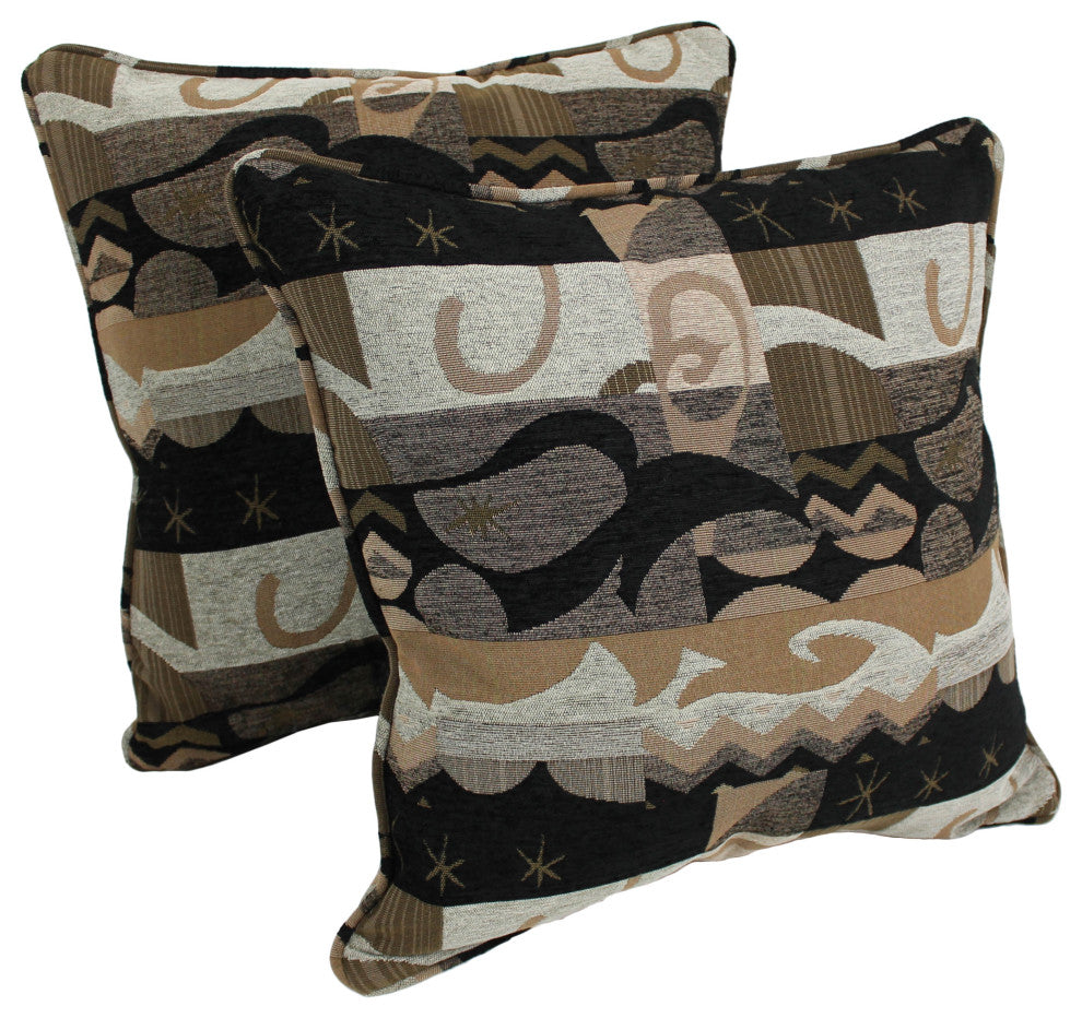 25" Double-Corded Jacquard Chenille Square Floor Pillows Set of 2 Elysian Fields