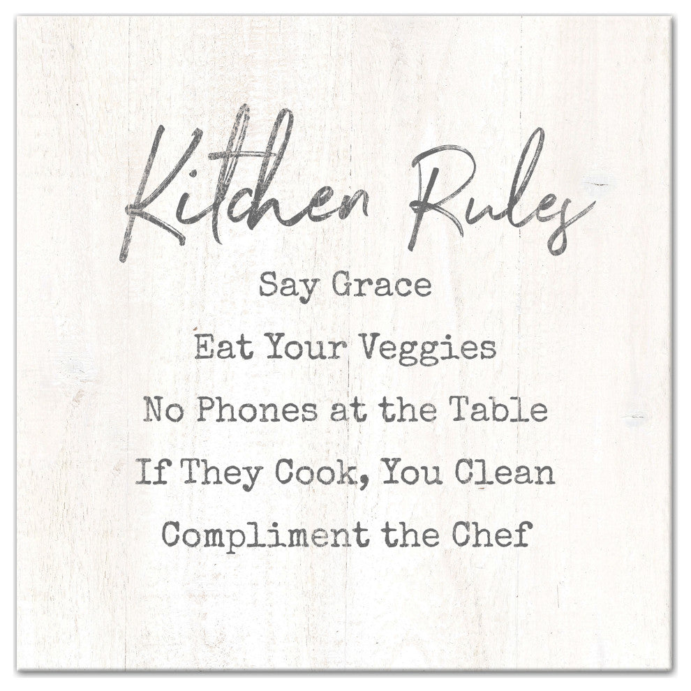 Kitchen Rules 16x16 Canvas Wall Art