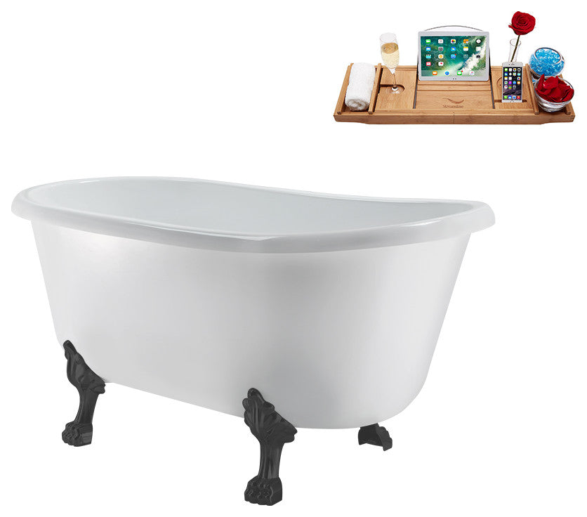 57'' Streamline N375BGM-IN-GLD Soaking Clawfoot Tub and Tray with Internal Drain