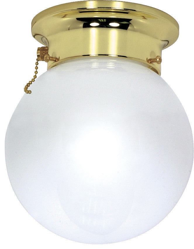 Nuvo 1-Light Incandescent Close-to-Ceiling Light Fixture, Polished Brass