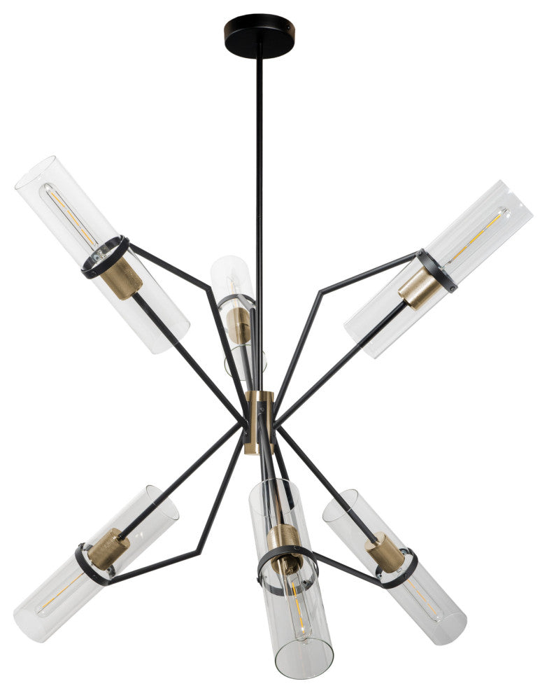 Everly 6 Light Chandelier Modern Sputnik Chandelier, Black/Brass