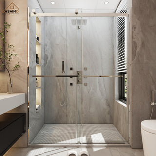48-in x 76-in Frameless Sliding Shower Door, Chromed