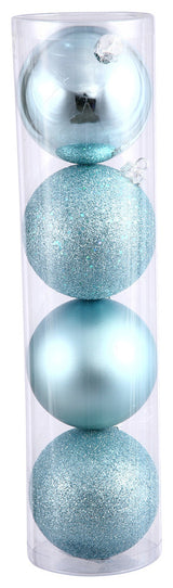 Vickerman 2.4" 4 Finish Ornament Assorted, Set of 60, Baby Blue