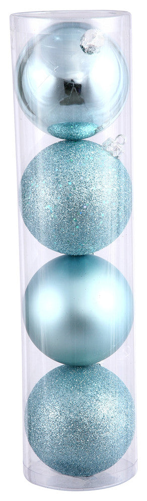 Vickerman 2.4" 4 Finish Ornament Assorted, Set of 60, Baby Blue