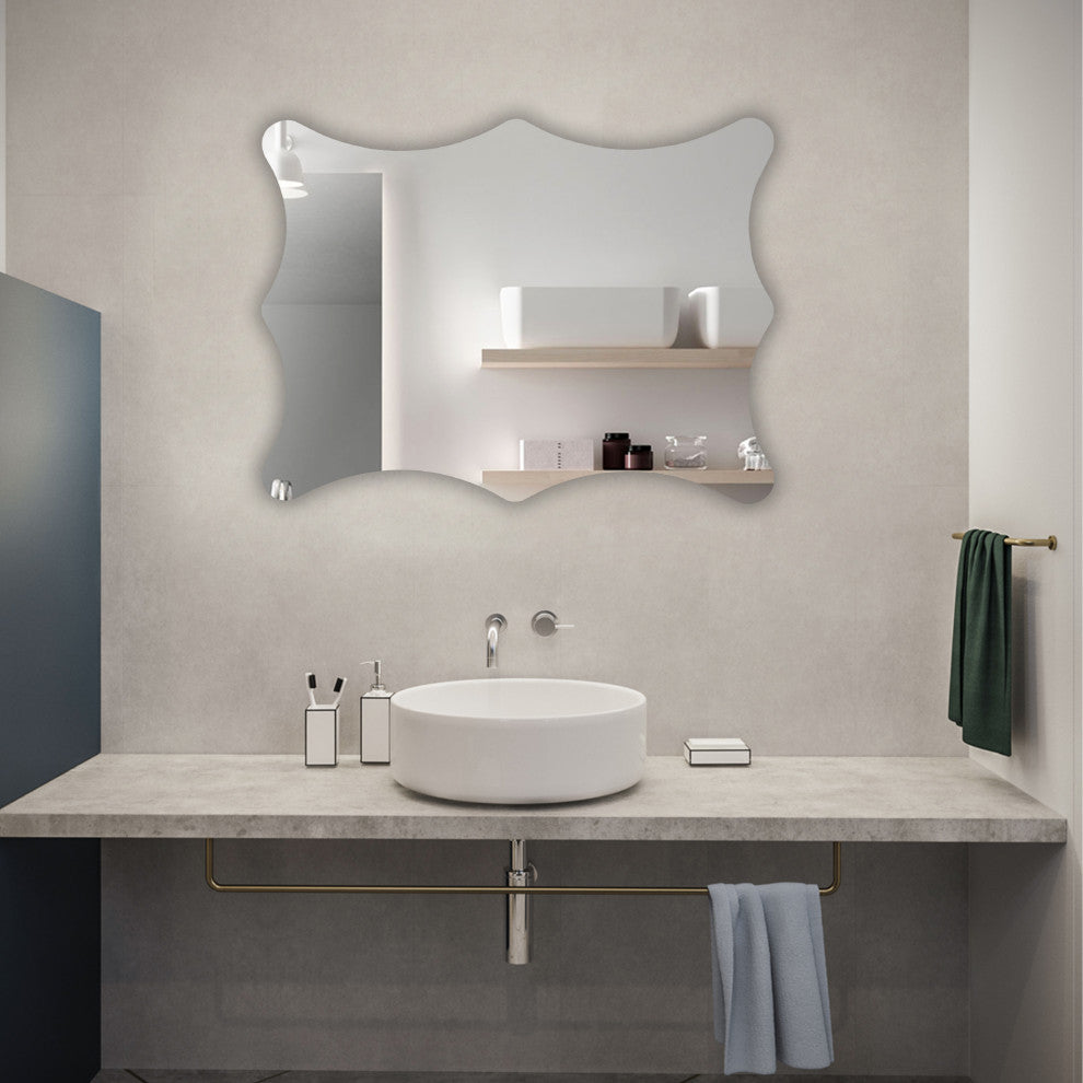 Reflection 32" Verical/Horizontal Hanging Rectangle Shaped Frameless Wall Mirror