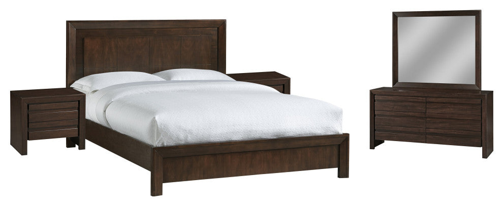 Modus Element 5 Piece E King Bedroom Set With 2 Nightstand, Chocolate Brown