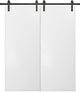 Sliding Double Barn Doors 48 x 80 & 13FT Rail | Planum 0010 White Silk