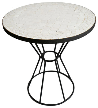 Outdoor White Mosaic Round Bistro Table