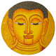 Round Golden Yellow Buddha Head Graphic Wood Art Plaque Panel Hws3216