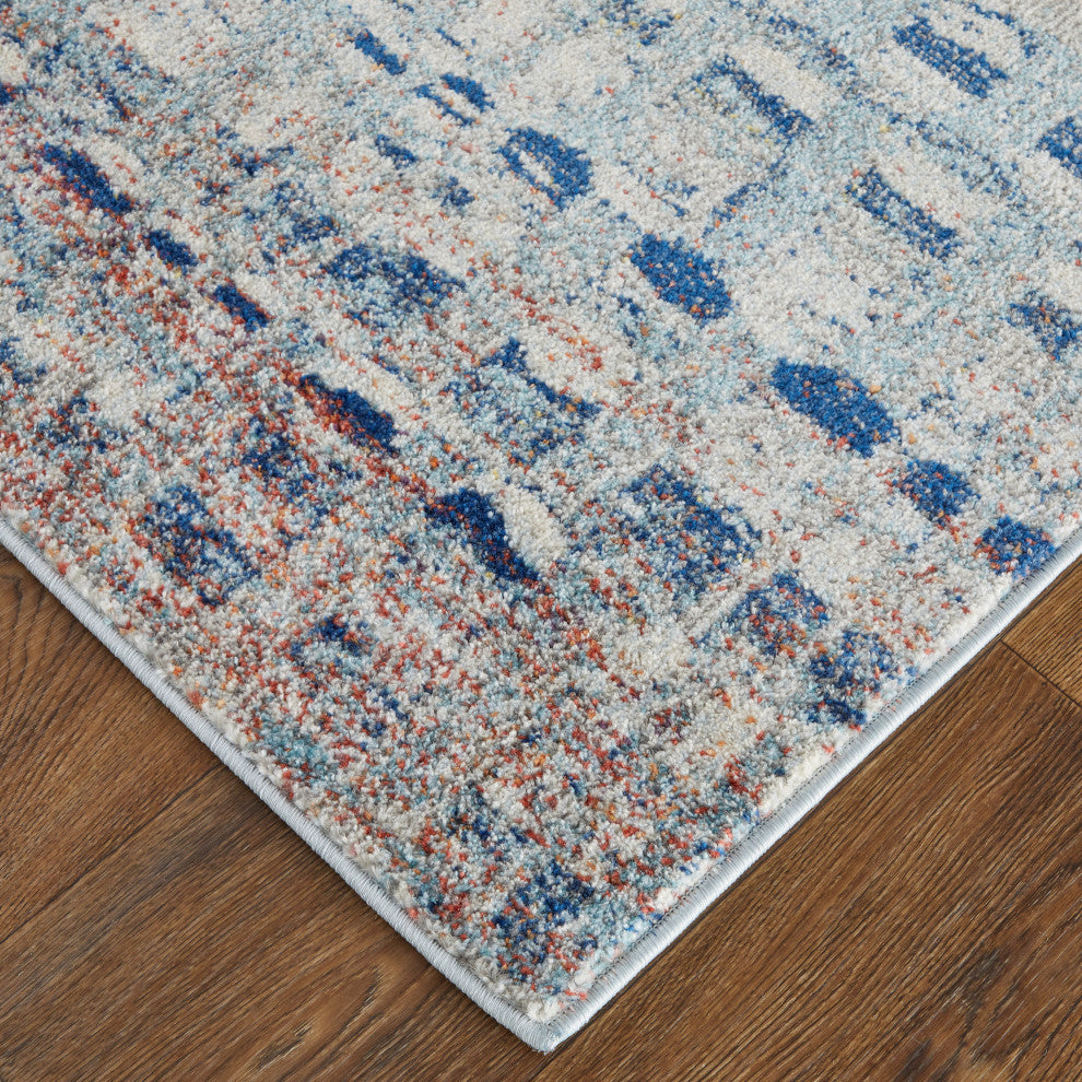 Weave & Wander Adelmo Abstract Contemporary Rug, Blue/Multi, 2'8"x10'