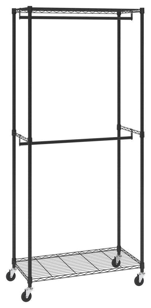 VEVOR Clothes Rack Heavy Duty Clothing Garment Rack Double Hanging Rods 300 lbs