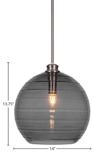 Malena 1-Light Stem Hung Pendant, Brushed Nickel/Smoke Ribbed