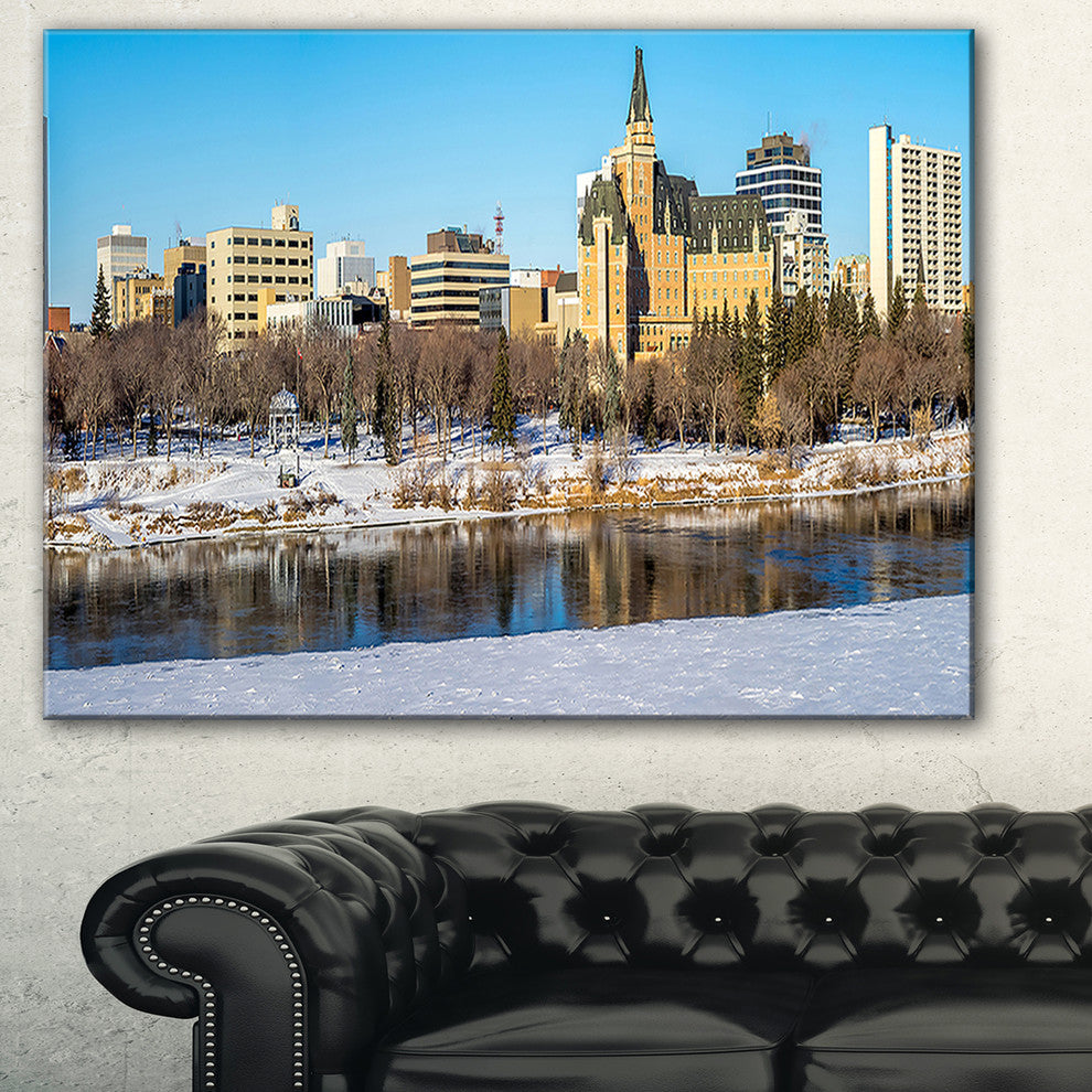 "Saskatoon Skyline" Landscape Canvas Photo Print, 40"x20"