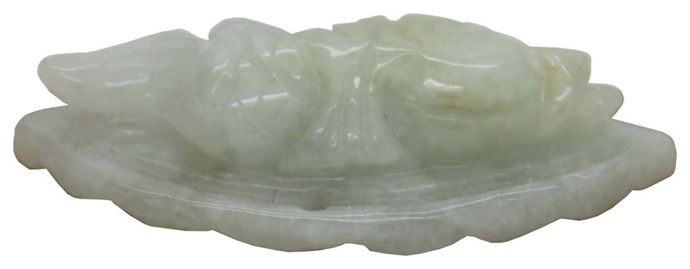 Detail Chinese Hand Carved Natural Jade Fish On Fan Lucky Feng Shui Pendant