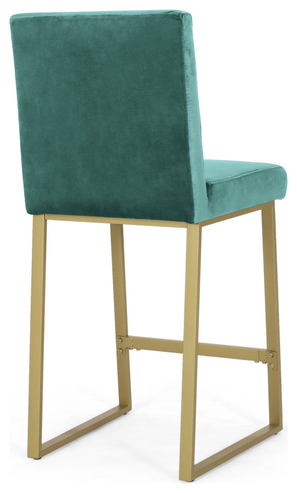GDF Studio Lexi Modern Glam Velvet Barstools, Set of 2, Turquoise