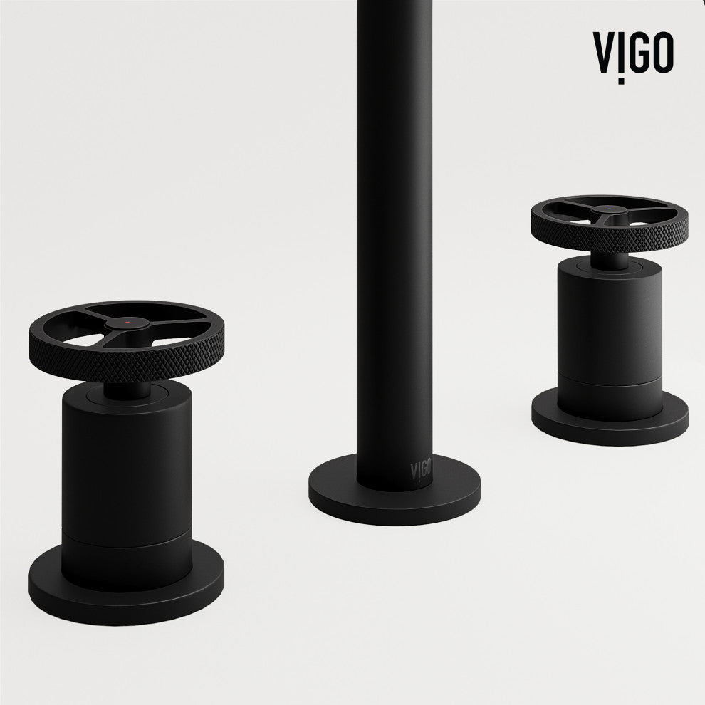 VIGO Cass 8" H 2-Handle Widespread Bathroom Faucet, Matte Black