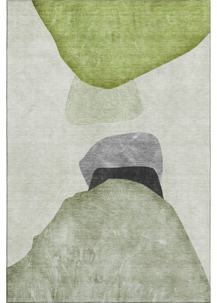 Premium Machine Washable Mayfield AMF547 Green 10'' x 14'' Rug