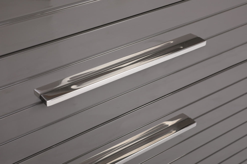 Modrest Splendor Grey High Gloss Slatted Chest