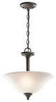 Pendant/Semi Flush 2-Light, Olde Bronze/Satin Etched Glass, Standard