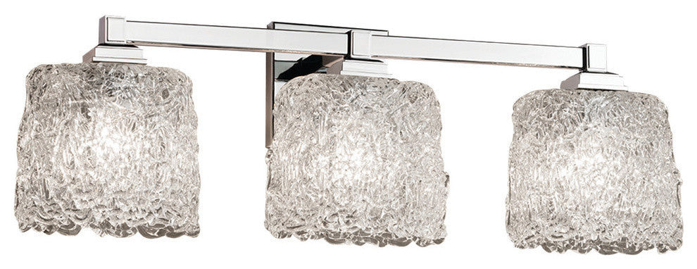 Veneto Luce Regency 3-Light Bath Bar, Oval, Polished Chrome, Lace Shade