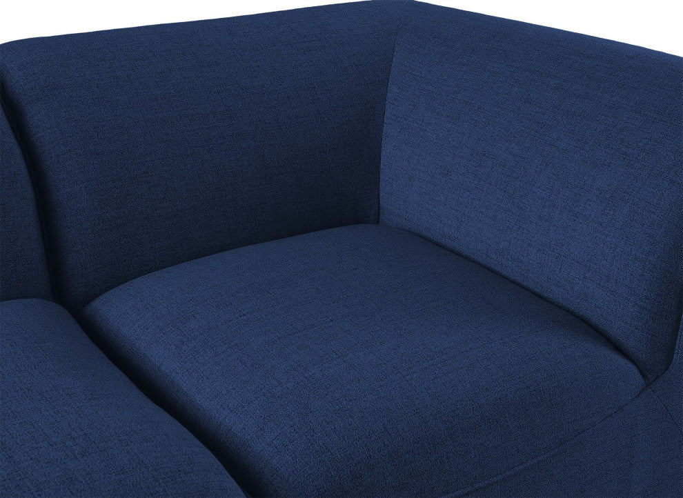 Miramar Linen Textured Fabric  6-Piece Modular U-Shaped Sectional, Navy