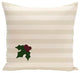 Holly Tones, Decorative Holiday Stripe Print Pillow, Ivory And Cream, 18"x18"