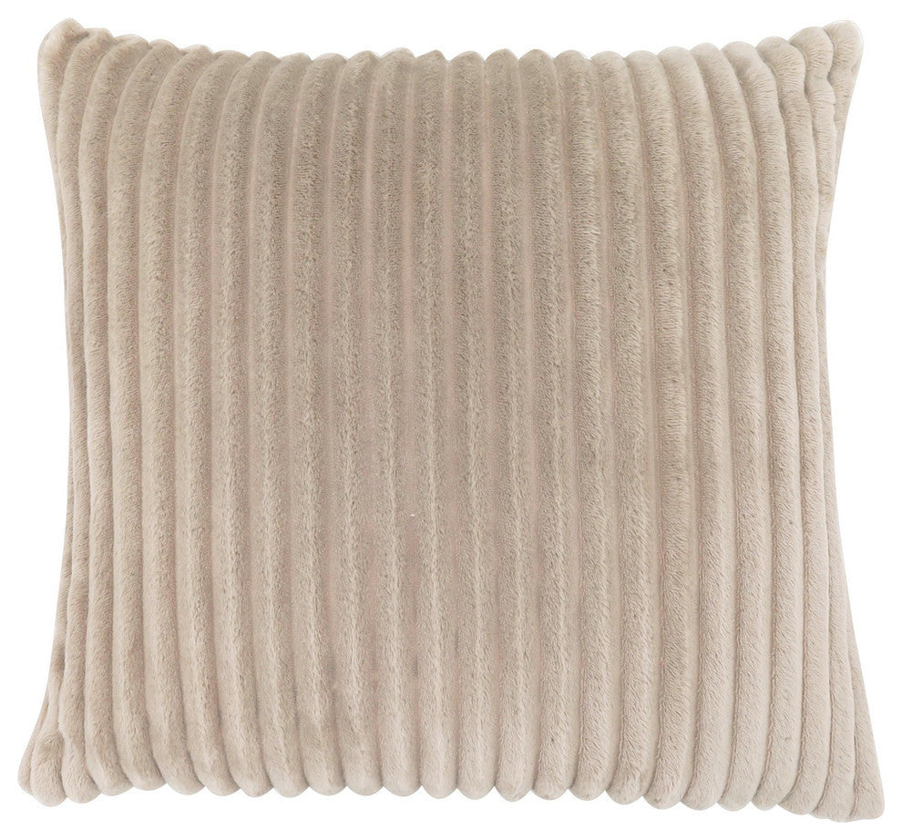 Pillow - 18"X 18" / Beige Ultra Soft Ribbed Style / 1Pc
