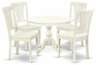 5 Pc Dining Set, Linen White Table, 4 Linen White Chairs, Linen White